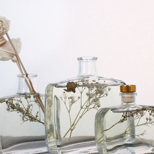 Bouteille de diffuseur en verre carré transparent de luxe avec bouchon vide de parfum de maison de longue durée-scellé - Product Image 2