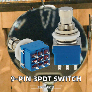 Pédale d'effets <span class=keywords><strong>pour</strong></span> guitare 9 broches 3PDT Stomp Foot Metal Switch avec True Bypass 9pin 250v Max. Voltage Ring Illuminated - Product Image 3