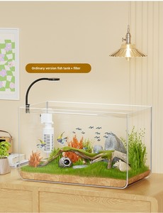 [Prêt à l'emploi] <span class=keywords><strong>Aquarium</strong></span> de bureau rectangulaire en PP pour poissons et tortues, petit aquascape, directement de l'usine - Product Image 1