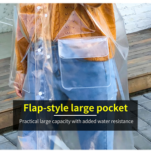 Impermeabile Trasparente in EVA Rinforzato con Copertura per Zaino e Doppie Tasche, Cappotto Antipioggia Lungo con Cappuccio per Adulti, per Eventi all'Aperto e Viaggi - Product Image 3