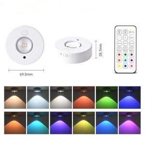 Under Cabinet Lights RGB LED Spotlight 12Color Night Light Rechargeable <b>Wireless</b> Dimmable With Remote <b>Control</b> Wine Cabinet Light - Product Image 4