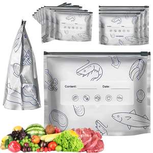 Sacchetti Riutilizzabili in <span class=keywords><strong>PET</strong></span> per Conservazione Alimenti con Chiusura a Zip, Capacità 1-3L, Dimensioni e Logo Personalizzabili - Product Image 1
