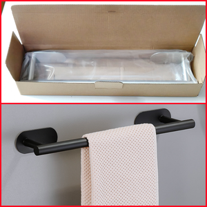 Suporte para Toalhas de Banheiro em Aço Inoxidável Sem Perfuração, Suporte para Toalhas de Hotel, Prateleira de Armazenamento Montada na Parede - Product Image 4