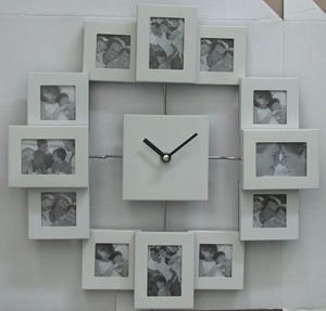 Sáng Tạo Kính Vuông Khung Ảnh Đồng Hồ 12 Hình Ảnh Handycraft Kim Loại Đồng Hồ Treo Tường Cho Trang Trí Nội Thất - Product Image 4