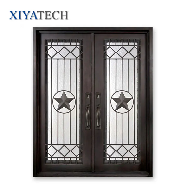 High Quality Luxury Custom Front Other Exterior Security Doors Double French Arches Wrought Iron Doors For Homes