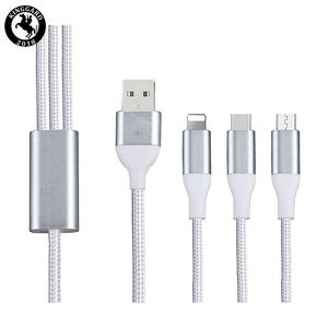 Chargeur de téléphone portable tressé 2a, rapide et <span class=keywords><strong>incassable</strong></span>, câble 3 en 1, câbles de chargeur usb multifonctions pour smartphone - Product Image 1