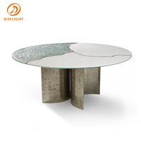 Foshan Luxuriöser Künstlerischer Glas-Marmor Runder Esstisch Luxuriöse Italienische Möbel Esszimmer-Sets