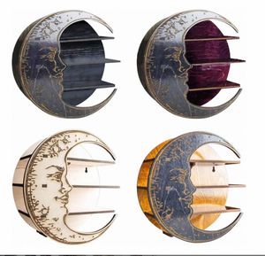 ชั้นเก็บของทำจากไม้รูปพระจันทร์ใหม่แท่นโชว์คริสตัลติดผนังสำหรับห้องนั่งเล่นการตกแต่งที่หรูหรา - Product Image 4