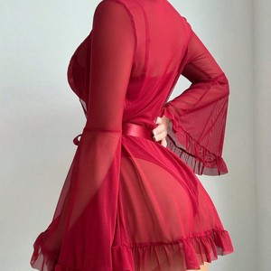 Yicheng Lingerie Grande Taille Européenne et Américaine, <span class=keywords><strong>Ensemble</strong></span> Combinaison en Dentelle Transparente, Pyjama Sexy en <span class=keywords><strong>Maille</strong></span> Transparente, Vêtements d'Extérieur pour Femmes - Product Image 2