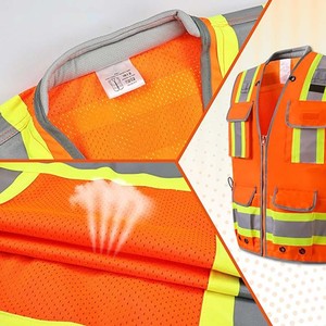 Chaleco de Seguridad de Alta Visibilidad Personalizado al por Mayor, Resistente, con Bolsillos, ANSI Clase 2, Reflectante, para Topógrafo, <span class=keywords><strong>Trabajo</strong></span> de Construcción - Product Image 4