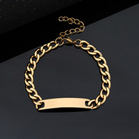 Bracelet en acier au titane minimaliste à la mode pour les couples Design géométrique bricolage avec étiquette incurvée Style tendance