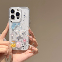Coque de téléphone de luxe en résine cristalline TPU Seastar pour iPhone 17 18 Pro Max 16 /15/14 Plus - Design Coquille de Bouteille Océanique Livraison Gratuite