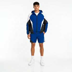 Conjunto corto cortavientos para hombre, chaqueta ligera y transpirable y pantalones cortos, ropa deportiva informal, conjunto cortavientos con logotipo personalizado - Product Image 1