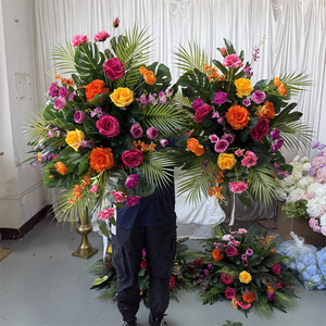 IFG Ventes Flash Guirlande Florale Artificielle Rose Vif <span class=keywords><strong>Orange</strong></span> Verdure Tropicale pour Décoration de Mariage et Fêtes - Product Image 6