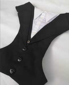 ملابس صيفية لطيفة وصديقة للبيئة للكلاب من Qiqu، بدلة زفاف قطنية مع ربطة عنق للكلاب من نوع الشيبير وهونداي والويتن - Product Image 2