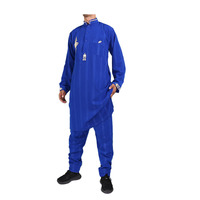 Jalabiya Islámica para Hombre, Transpirable, de Manga Larga, con Pantalones, Estilo Africano, Thobe para Rezar