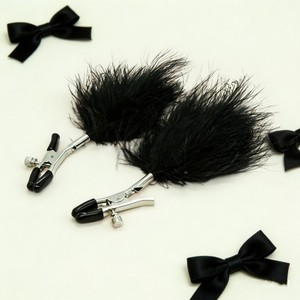 Clip per capezzoli a doppia punta con piume, regolabile, impermeabile, per massaggio femminile, bondage SM e flirt, giocattoli sessuali per adulti - Product Image 6