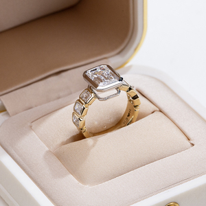 Anillo de diamantes cultivados en laboratorio de oro amarillo de 18 quilates Messi Jewelry MSR-2020 para mujer - Product Image 2