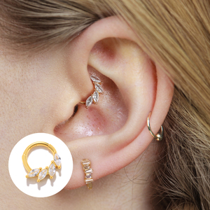 CANNER S925 Pendientes de Aro de Plata de Ley con Zirconia Marquise Ojo de Caballo y Diamante para Piercing de Cartílago, Joyería, Diámetro Interior 8mm - Product Image 5