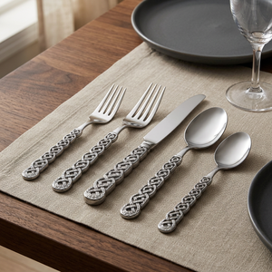 Silver Plated Cutlery Set Classic <b>Chain</b> Handle Design <b>Mirror</b> Polish Dinner Spoon Fork Knife Long Handle Durable Wedding Use - Product Image 3