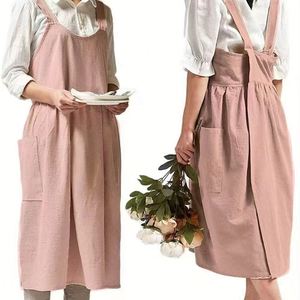Nouvelles jolies tabliers de cuisine et de pâtisserie pour femmes, style japonais, dos croisé, unis - Product Image 4