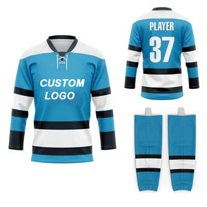 도매 저렴한 승화 아이스 하키 착용 폴리에스터 하키 저지 + 양말 두 조각 세트 훈련 팀 유니폼 - Product Image 3
