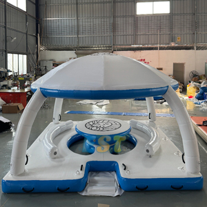 Dock flottant gonflable <span class=keywords><strong>d</strong></span>'île flottante <span class=keywords><strong>de</strong></span> loisirs <span class=keywords><strong>avec</strong></span> la tente sur le bateau gonflable <span class=keywords><strong>de</strong></span> partie gonflable <span class=keywords><strong>de</strong></span> plate-forme <span class=keywords><strong>d</strong></span>'eau - Product Image 3