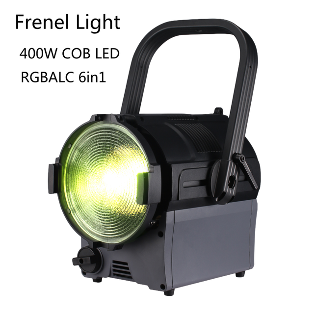 Manual Electric Zoom 400W RGBACL 6in1 Cob Led Fresnel Studio Light 2000K-12000K Stage Spotlight With Barn Door