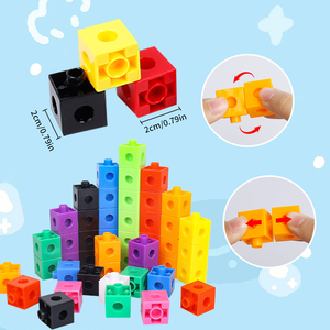 Toán học manipulatives nhựa liên kết khối trẻ em kết nối Toán Học Khối 100 miếng giáo dục sớm học tập khối xây dựng ABS - Product Image 4