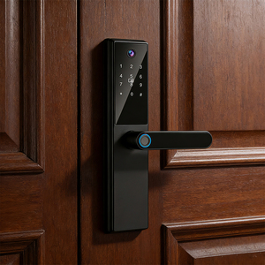 Serrure de <span class=keywords><strong>porte</strong></span> intelligente Tuya avec application WiFi, adaptée à la sécurité domestique, avec fonction de regard par l'œil magic, empreinte digitale, mot de passe et lecture de carte, pour <span class=keywords><strong>porte</strong></span> en bois - Product Image 5