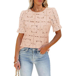 Summer Women's Casual Lace-Up <b>Bubble</b> Sleeve Blouse <b>Top</b> Shirt Fashion - Product Image 4