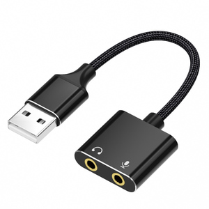 Adaptador de Audio <span class=keywords><strong>Dos</strong></span> en Uno, 8cm USB a 3.5mm, Tarjeta de Sonido Externa, Convertidor de PVC y Aleación de Aluminio, Micrófono para Auriculares de Computadora - Product Image 1