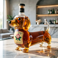 Bouteille à whisky en verre borosilicate de haute qualité, design Teckel, pot à vin mousseux scellé en verre – Idéal pour les cadeaux d'affaires et les foyers
