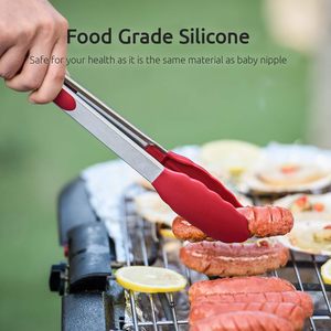 Silicone Food Tong Stainless Steel <b>Kitchen</b> Tongs Silicone Non-stick Cooking Clip Clamp BBQ Salad Tools Grill <b>Kitchen</b> <b>Accessories</b> - Product Image 4