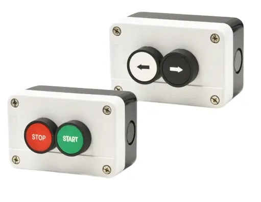 तीर प्रतीक जो स्टार्ट स्टॉप सेल्फ मोमेंटरी वॉटरप्रूफ बटन बॉक्स स्विच इमरजेंसी स्टॉप औद्योगिक हैंडहेल्ड कंट्रोल बॉक्स दर्शाता है