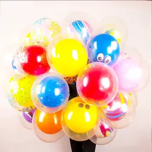 12英寸2.8克透明乳胶气球双层气球星星玛瑙透明气球结婚生日
