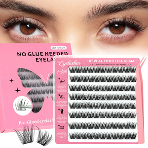 Faux cils segmentés auto-adhésifs sans colle, cils individuels naturels et denses, extensions de cils DIY - Product Image 1