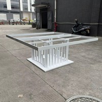 Mesa de Centro Moderna de Acero Inoxidable, Adecuada para Actividades al Aire Libre Como Hoteles, Bodas y Fiestas