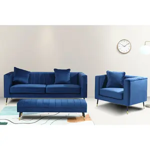Suite de salon moderne design avec canapé Meubles de salon nordiques Ensemble de canapés de luxe en velours 3 places
