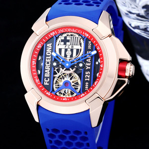 Montre mécanique automatique Jacob Co Epic X Barcelona Football pour homme, bracelet en caoutchouc, cadran à aiguilles, réserve de marche, répétiteur, boîtier de luxe - Product Image 4