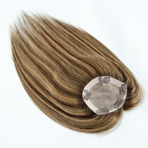 ท็อปเปอร์ผมแท้แบบไหม ขนาด 5x5 นิ้ว ขอบ PU สีน้ำตาลไล่เฉด  ผมยุโรปแท้ - Product Image 5