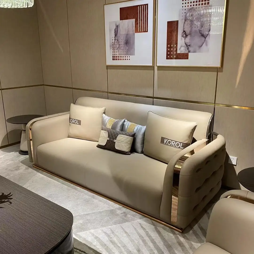 Lüks koltuk takımları modern basit ışık lüks İskandinav tarzı villa oturma odası mobilya kombinasyonu kanepe seti