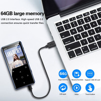 Reproductor de Música Digital Mini Benjie Walkman de 2.4 Pulgadas con Gran Capacidad de 64GB/128GB, Botones Táctiles, Funcionalidad de E-Book y Formato de Audio WAV