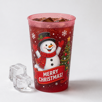 Tasse à changement de couleur activée par le froid, tasse de stade de Noël 22oz, tasse thermochromique magique, gobelets de fête rouges instantanés, en plastique