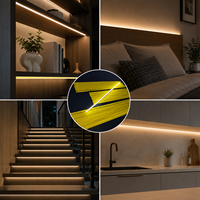 Barres lumineuses LED COB, corps en aluminium, IP65, tension d'entrée DC 12V, télécommande, variateur d'intensité, CRI90, 2700K, blanc chaud doux, bande LED
