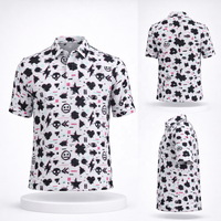 Kaos Polo Golf Pria Sporty Berbahan 100% Polyester, Cetak Tengkorak, Lengan Pendek, Kancing Depan, Bernapas, Logo Custom