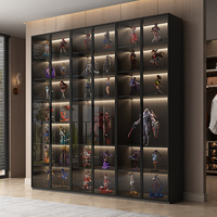 Vitrine professionnelle en contreplaqué avec portes vitrées et étagères personnalisables, meuble mural de présentation