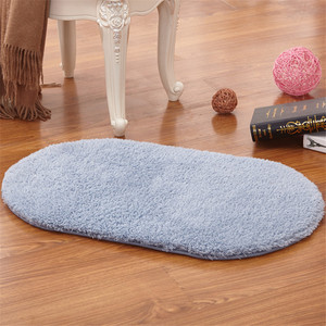 Oval Plush <b>Bath</b> <b>Mat</b> Solid Color Non Slip Polyester Fiber For Bathroom Home Use - Product Image 1