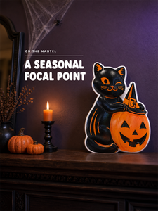 Décoration de table d'Halloween en forme de citrouille, panneau plat en plastique imprimé brillant avec bords enveloppés, pièce maîtresse de la saison des fêtes - Product Image 4