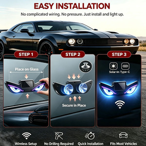 Universal Auto LED Solar Devil Eye <b>Light</b> Car Ambient <b>Light</b> <b>Wireless</b> Waterproof LED Solar <b>Light</b> - Product Image 3